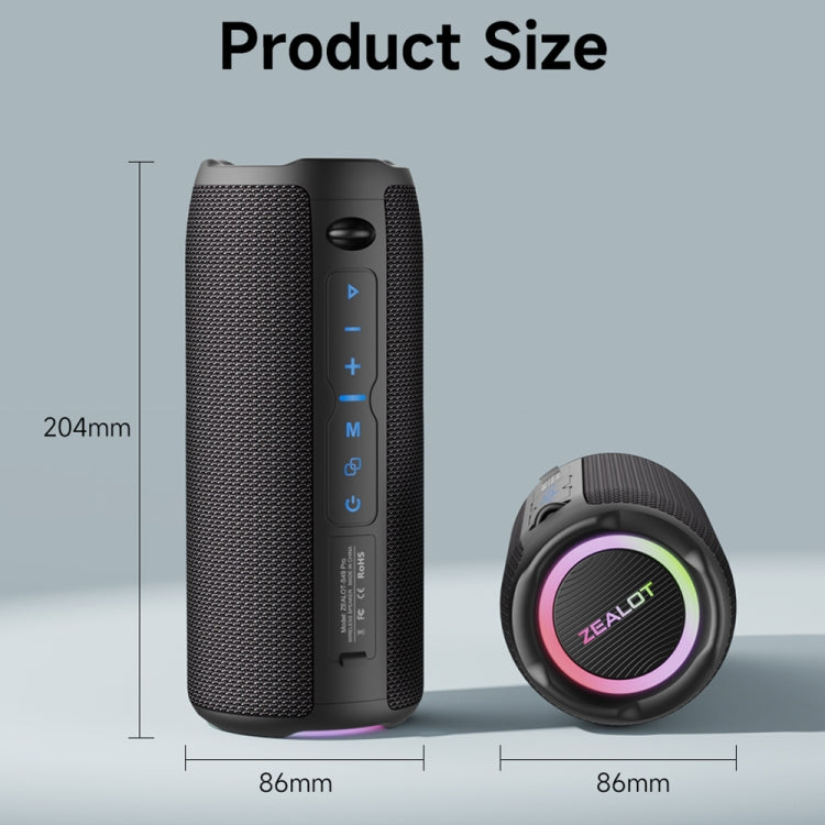 Zealot S49 Pro 20W 야외 휴대용 무선 블루투스 스피커 RGB 라이트 포함, S49 Pro
