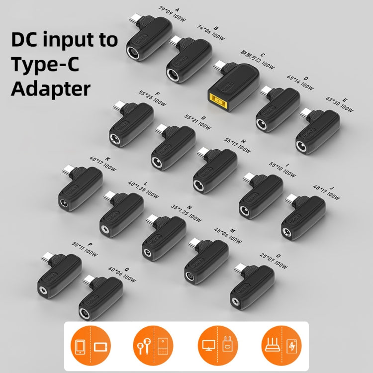 100W N 3.5X1.35mm 암-USB-C/타입-C 수 플러그 충전 어댑터, 3.5X1.35mm