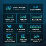 GXMO N42 윈도우 11 인텔 제미니 레이크 N4020C 미니 PC NVME SSD WiFi 미니 데스크탑 컴퓨터, 4GB+64GB, 4GB+64GB+256GB