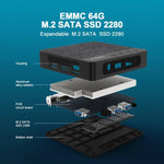 GXMO N42 윈도우 11 인텔 제미니 레이크 N4020C 미니 PC NVME SSD WiFi 미니 데스크탑 컴퓨터, 4GB+64GB, 4GB+64GB+256GB