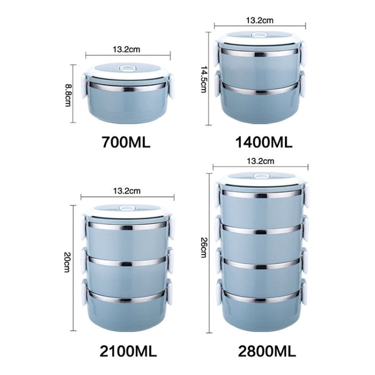 스테인리스 스틸 보온 용기 도시락 식품 도시락, 단층 0.7L, 이중층 1.4L, 3층 2.1L, 4층 2.8L