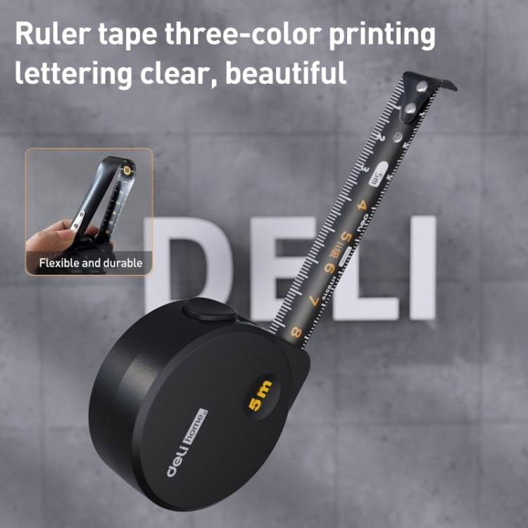 deli HT8519 5m x 19mm 고정밀 가정용 강철 줄자, 두꺼운 측정 테이프, 1개