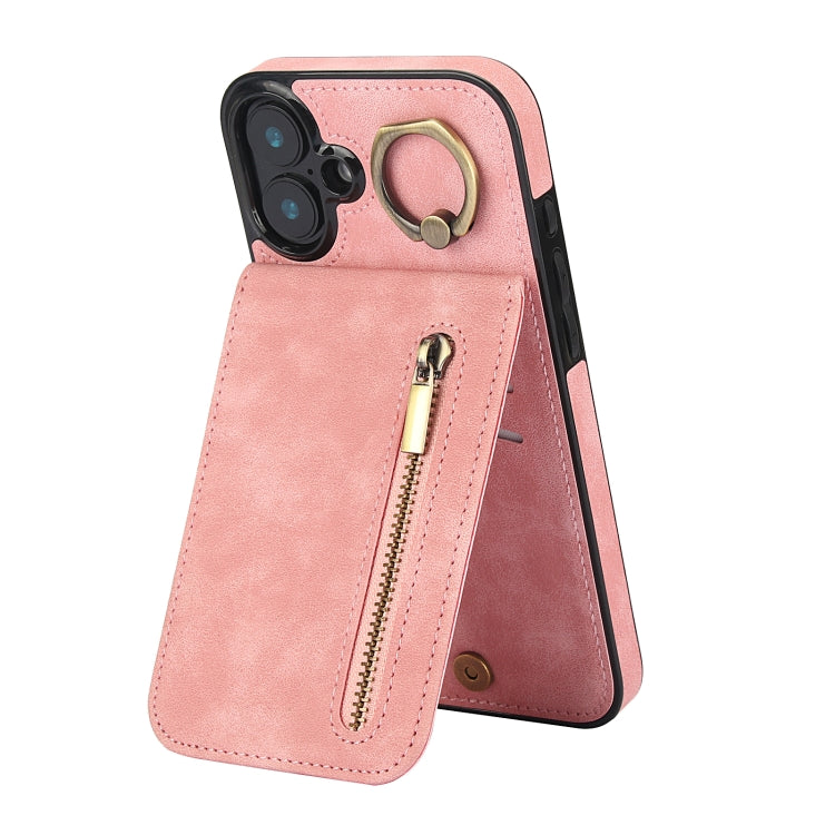 레트로 링과 지퍼 RFID 카드 슬롯 휴대폰 케이스, iPhone 16 Pro용, iPhone 16 Plus용, iPhone 16용, iPhone 15 Pro Max용, iPhone 15 Pro용, iPhone 15 Plus용