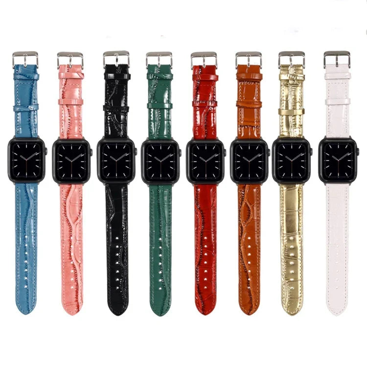 악어 무늬 가죽 손목 스트랩, Apple Watch 시리즈 7 45mm / 6 & SE & 5 & 4 44mm / 3 & 2 & 1 42mm용, Apple Watch Ultra 49mm / 시리즈 8&7 45mm / SE 2&6&SE&5&4 44mm / 3&2&1 42mm용, Apple Watch 시리즈 8&7 41mm / SE 2&6&SE&5&4 40mm / 3&2&1 38...