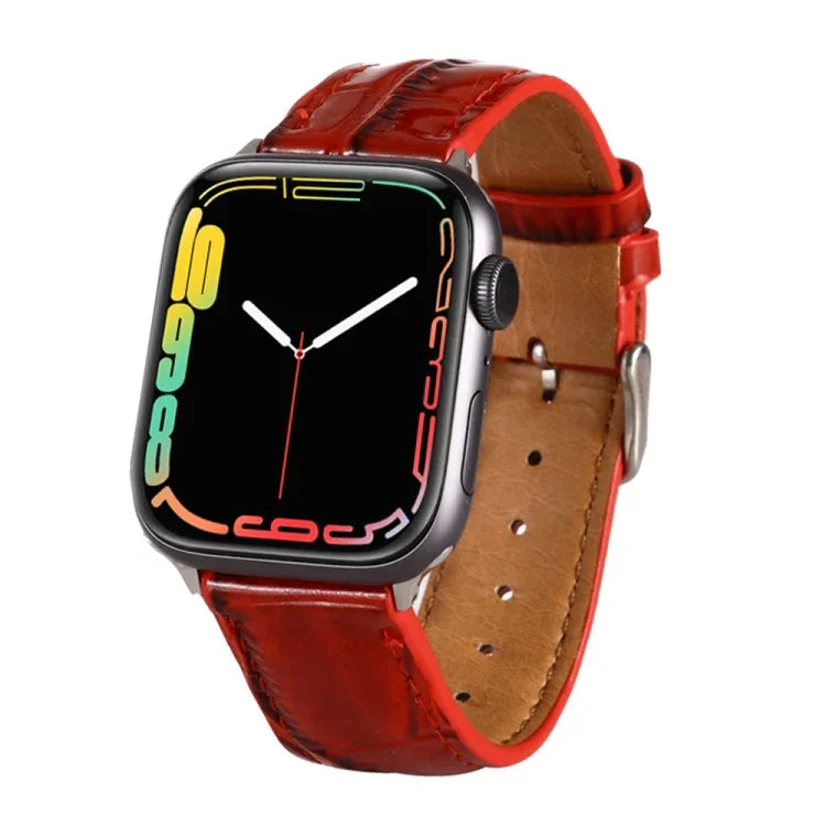 악어 무늬 가죽 손목 스트랩, Apple Watch 시리즈 7 45mm / 6 & SE & 5 & 4 44mm / 3 & 2 & 1 42mm용, Apple Watch Ultra 49mm / 시리즈 8&7 45mm / SE 2&6&SE&5&4 44mm / 3&2&1 42mm용, Apple Watch 시리즈 8&7 41mm / SE 2&6&SE&5&4 40mm / 3&2&1 38...