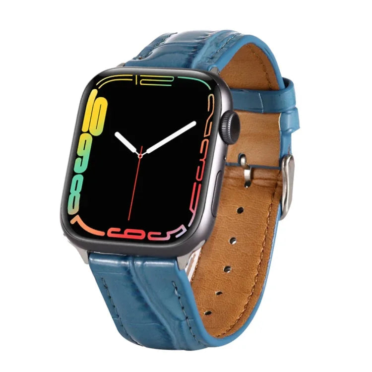 악어 무늬 가죽 손목 스트랩, Apple Watch 시리즈 7 45mm / 6 & SE & 5 & 4 44mm / 3 & 2 & 1 42mm용, Apple Watch Ultra 49mm / 시리즈 8&7 45mm / SE 2&6&SE&5&4 44mm / 3&2&1 42mm용, Apple Watch 시리즈 8&7 41mm / SE 2&6&SE&5&4 40mm / 3&2&1 38...