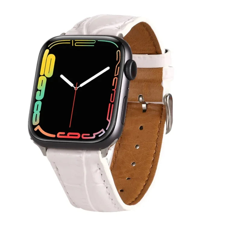 악어 무늬 가죽 손목 스트랩, Apple Watch 시리즈 7 45mm / 6 & SE & 5 & 4 44mm / 3 & 2 & 1 42mm용, Apple Watch Ultra 49mm / 시리즈 8&7 45mm / SE 2&6&SE&5&4 44mm / 3&2&1 42mm용, Apple Watch 시리즈 8&7 41mm / SE 2&6&SE&5&4 40mm / 3&2&1 38...