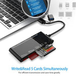CR7 USB3.0 + 타입-C 다기능 카드 리더기 CF / XD / MS / SD / TF 카드 7-in-1, USB3.0 + 타입-C
