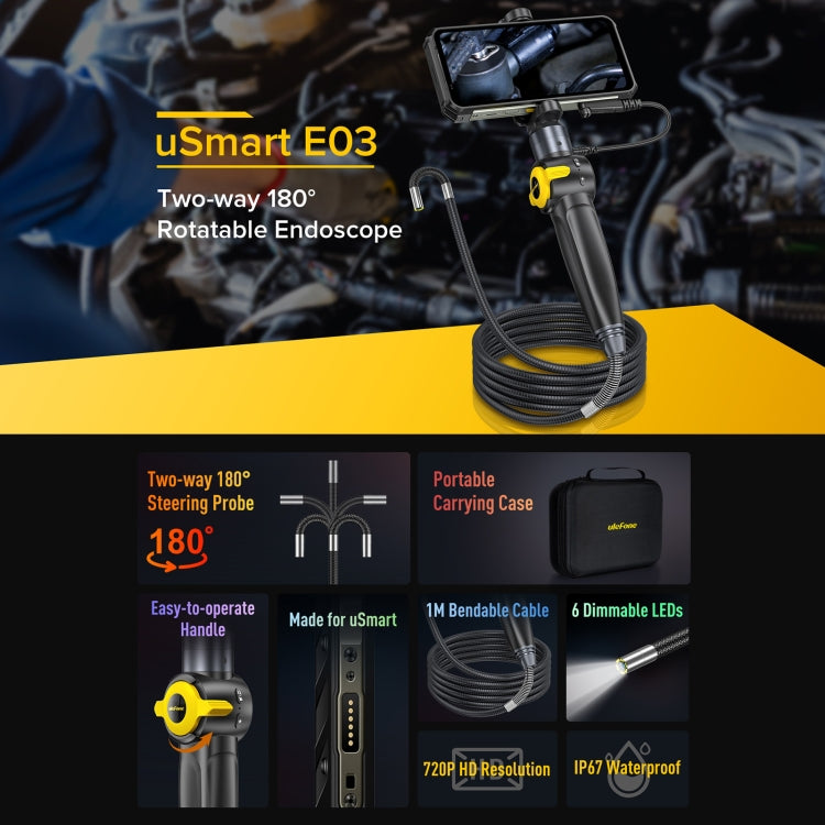 Ulefone uSmart E03 회전식 내시경 IP67 방수 Armor 24 / 21 / 19 / 18T / 18T Ultra / Armor Pad용, uSmart E03