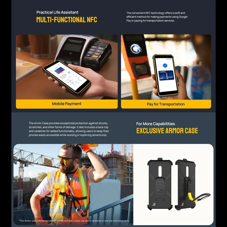 Ulefone Armor X12, 러기드 폰, 얼굴 인식, 5.45인치 Android 13 Go MediaTek Helio A22 쿼드 코어, 네트워크: 4G, NFC, 3GB+32GB