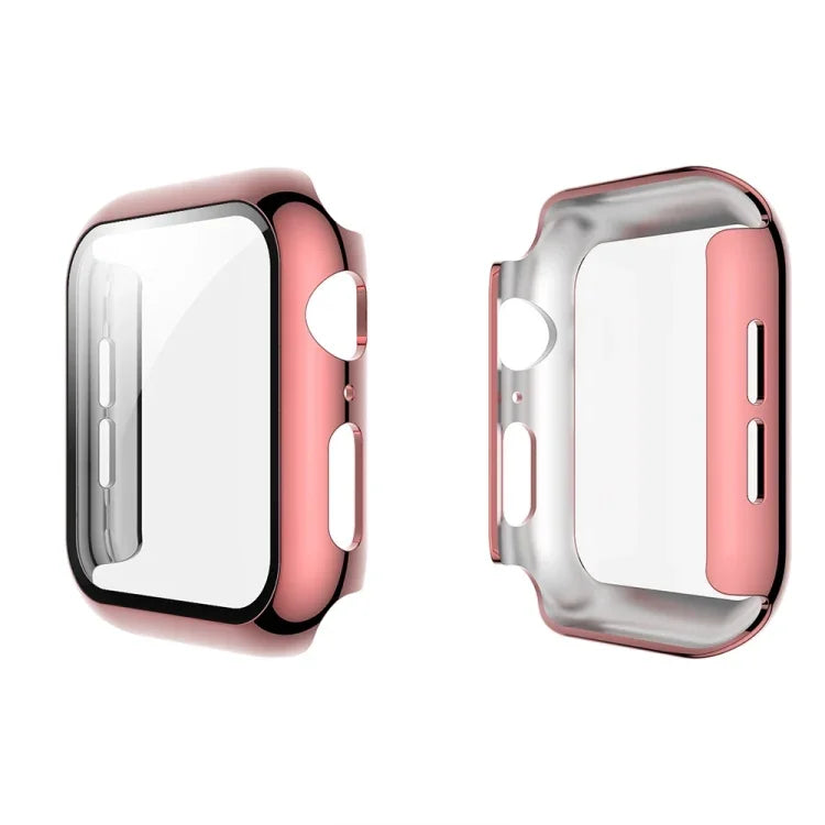 전기 도금 PC 케이스 + 강화 필름 일체형 보호 커버, Apple Watch 시리즈 3 & 2 & 1 38mm용, Apple Watch 시리즈 3 & 2 & 1 42mm용, Apple Watch 시리즈 5 & 4 40mm용, Apple Watch 시리즈 5 & 4 44mm용