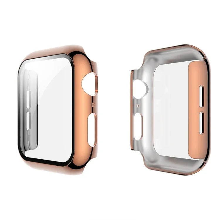 전기 도금 PC 케이스 + 강화 필름 일체형 보호 커버, Apple Watch 시리즈 3 & 2 & 1 38mm용, Apple Watch 시리즈 3 & 2 & 1 42mm용, Apple Watch 시리즈 5 & 4 40mm용, Apple Watch 시리즈 5 & 4 44mm용