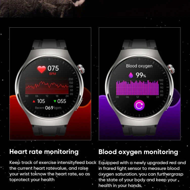 MT200 1.43인치 AMOLED IP67 스마트 통화 시계, ECG/체온/혈당 모니터링 지원