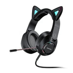 AWEI GM-9 고양이 귀 컬러풀 라이트 유선 게이밍 헤드셋 마이크 포함, GM-9