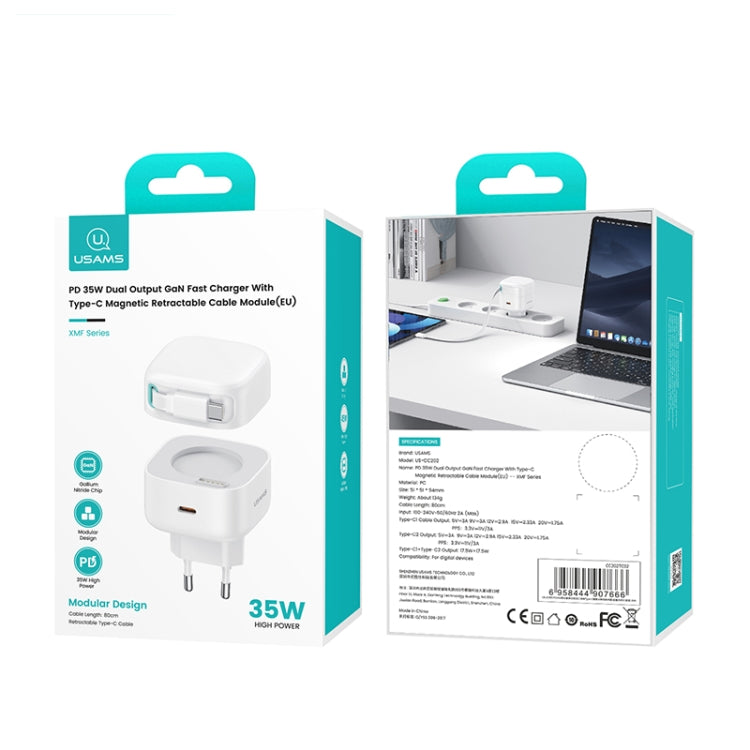 USAMS US-CC202 SMF Series PD35W Dual Type-C Port GaN Fast Charger, EU Plug