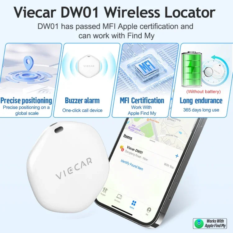 VIECAR DW01 자동차 키 분실 방지 감지 무선 위치 추적기, VIECAR DW01