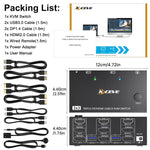 KC-KVM203DH 8K 30Hz USB3.0 DP+DP+HDMI 트리플 모니터 KVM 스위치, EU 플러그, KC-KVM203DH