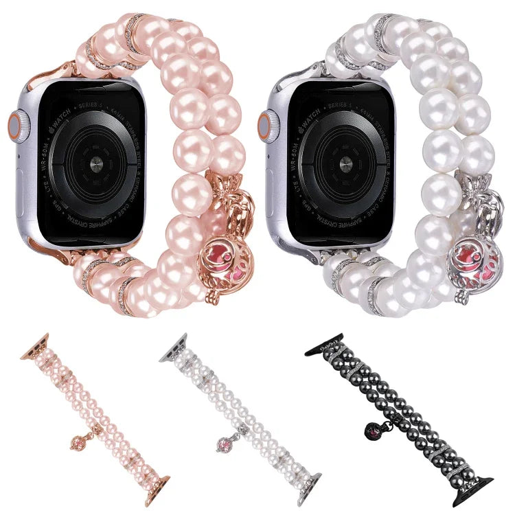 구슬 이중 줄 진주 팔찌 시계줄, Apple Watch 시리즈 5 44mm용, Apple Watch 시리즈 5 40mm용, Apple Watch 시리즈 4 44mm용, Apple Watch 시리즈 4 40mm용, Apple Watch 시리즈 3 38mm용, Apple Watch 시리즈 3 42mm용                         ...