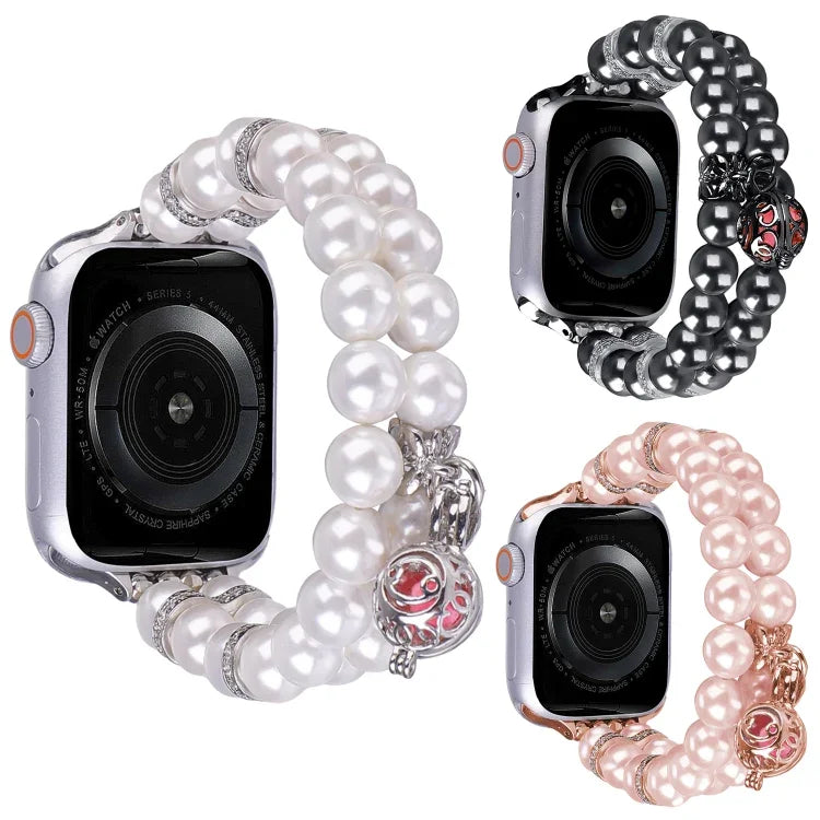 구슬 이중 줄 진주 팔찌 시계줄, Apple Watch 시리즈 5 44mm용, Apple Watch 시리즈 5 40mm용, Apple Watch 시리즈 4 44mm용, Apple Watch 시리즈 4 40mm용, Apple Watch 시리즈 3 38mm용, Apple Watch 시리즈 3 42mm용                         ...