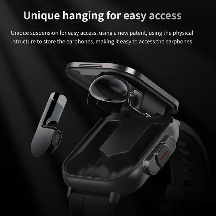D8 2.01인치 2-in-1 블루투스 이어폰 실리콘 밴드 스마트워치, 건강 모니터링 / NFC 지원, 실리콘 밴드 (블랙), 실리콘 밴드 (베이지)
