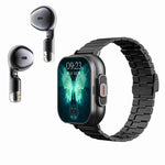 D8 2.01인치 2-in-1 블루투스 이어폰 스틸 밴드 스마트워치, 건강 모니터링 / NFC 지원, 스틸 밴드 (블랙), 스틸 밴드 (실버)