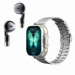 D8 2.01인치 2-in-1 블루투스 이어폰 스틸 밴드 스마트워치, 건강 모니터링 / NFC 지원, 스틸 밴드 (블랙), 스틸 밴드 (실버)
