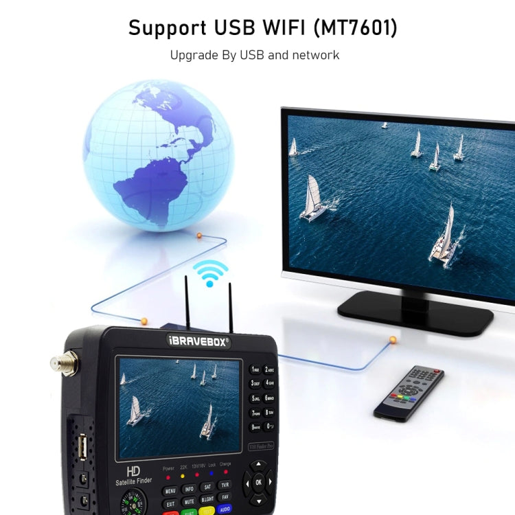 iBRAVEBOX V10 Finder Max 4.3인치 디스플레이 디지털 위성 미터 신호 탐지기, DVB-S/S2/S2X 지원, EU 플러그, US 플러그, UK 플러그, AU 플러그