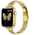 슬림 세븐 비드 슬링샷 버클 메탈 시계 밴드, Apple Watch SE 2023 44mm용, Apple Watch SE 2023 40mm용, Apple Watch Ultra 2 49mm용, Apple Watch Series 9 45mm용, Apple Watch Series 9 41mm용, Apple Watch Ultra 49mm용