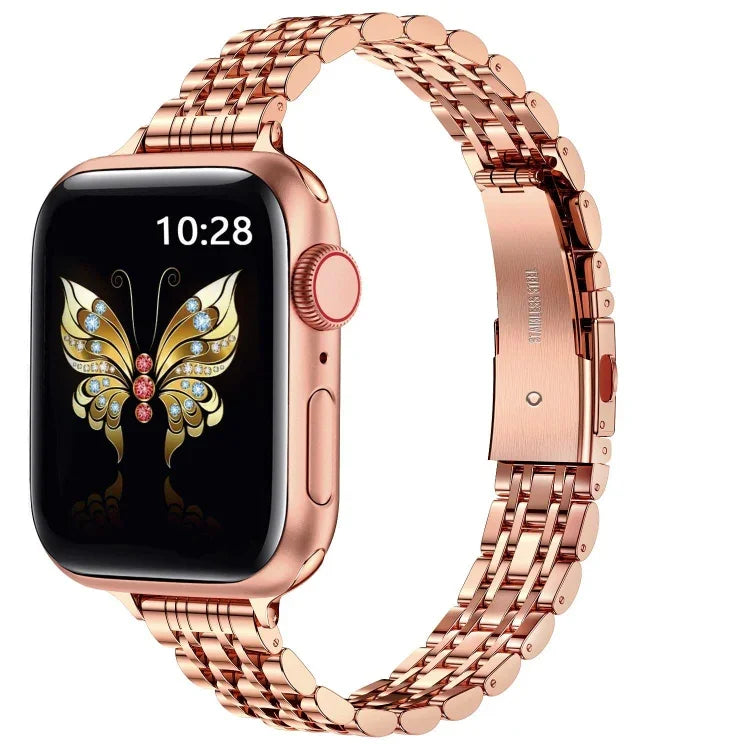 슬림 세븐 비드 슬링샷 버클 메탈 시계 밴드, Apple Watch SE 40mm용, Apple Watch SE 44mm용, Apple Watch Series 6 40mm용, Apple Watch Series 6 44mm용, Apple Watch Series 5 44mm용, Apple Watch Series 5 40mm용, Apple Watch Series 4 44...