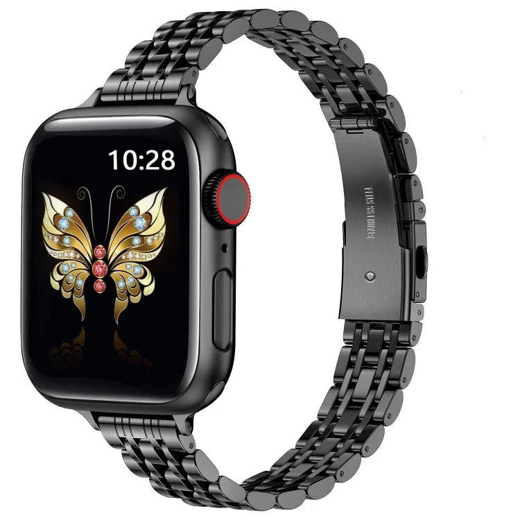 슬림 세븐 비드 슬링샷 버클 메탈 시계 밴드, Apple Watch SE 40mm용, Apple Watch SE 44mm용, Apple Watch Series 6 40mm용, Apple Watch Series 6 44mm용, Apple Watch Series 5 44mm용, Apple Watch Series 5 40mm용, Apple Watch Series 4 44...