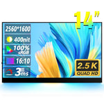14인치 HDR 2560x1600P IPS 스크린 휴대용 모니터, 14인치 2.5K