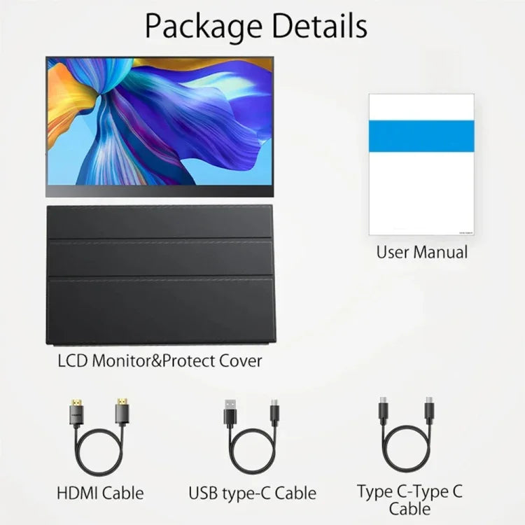 15.6인치 HDR 1080P IPS 스크린 휴대용 모니터, 15.6인치 1080P