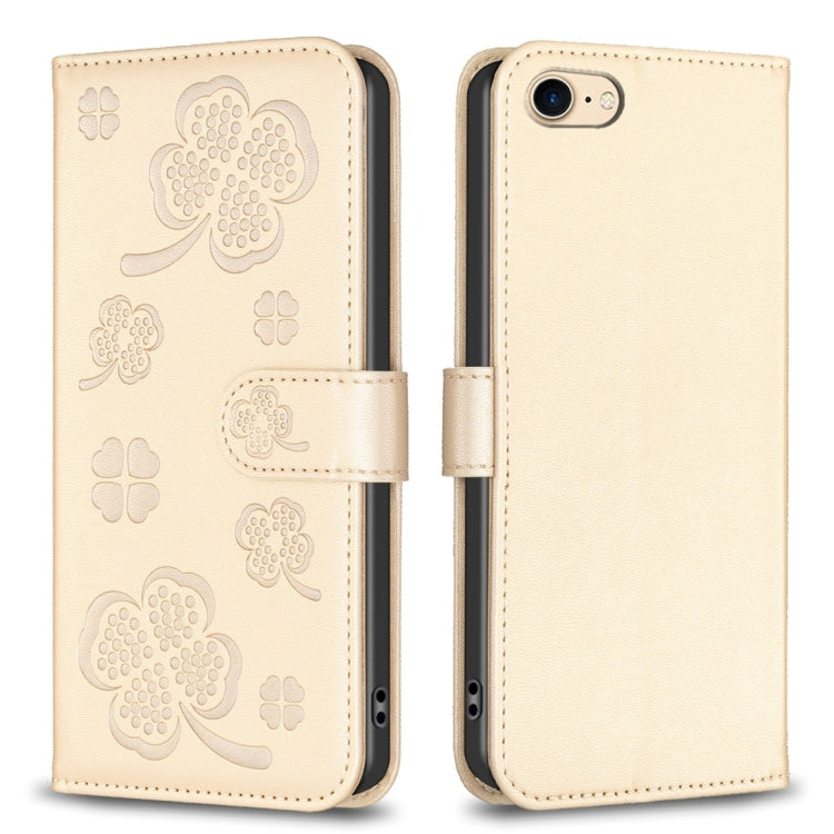 네잎 클로버 엠보 가죽 휴대폰 케이스, 아이폰 7 / 8 / SE 2022용, 아이폰 13 프로 맥스용, 아이폰 13 프로용, 아이폰 13용, 아이폰 12 / 12 프로용, 아이폰 12 프로 맥스용, 아이폰 11 프로 맥스용, 아이폰 11용