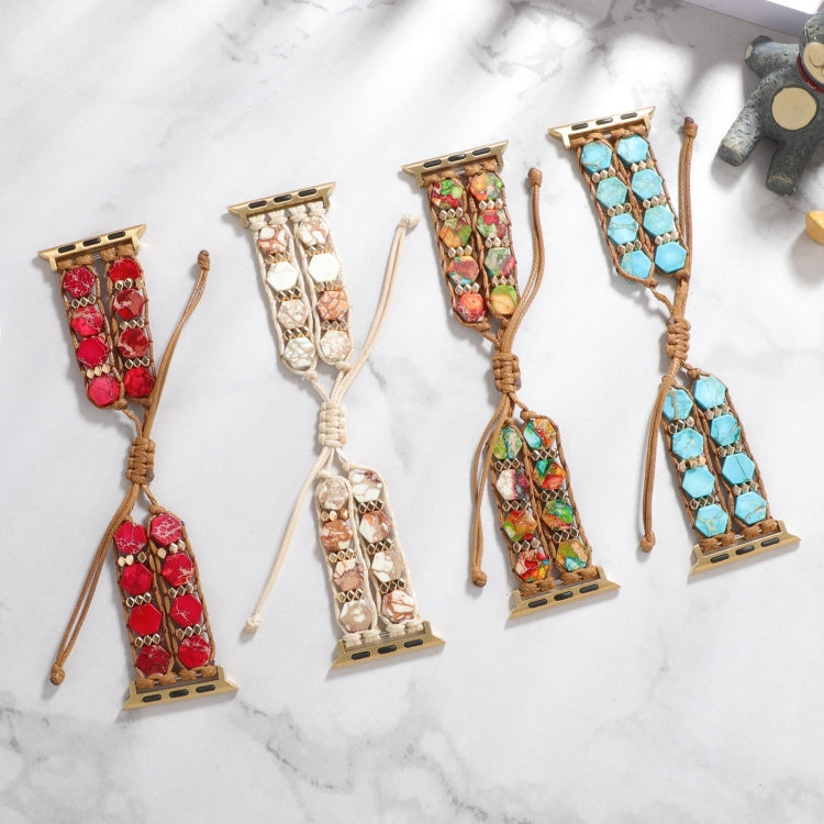 Hexagonal Stones Drawstring Chain Watch Band, For Apple Watch SE 2023 44mm, For Apple Watch SE 2023 40mm, For Apple Watch Ultra 2 49mm, For Apple Watch Series 9 45mm, For Apple Watch Series 9 41mm, For Apple Watch Ultra 49mm, For Apple Watch Series 8 4...