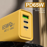 65W 갈륨 나이트라이드 USB + 타입-C 고속 충전기, EU 플러그, US 플러그