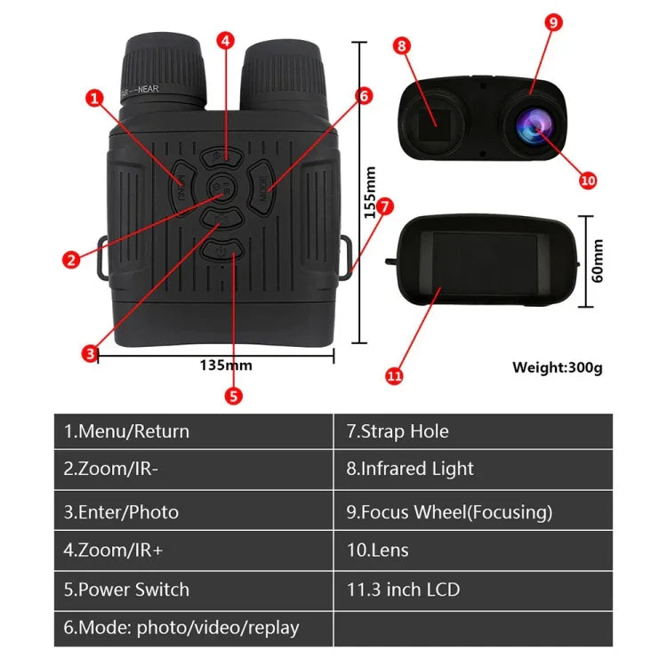 NV7000 야외 사냥용 2.7K HD 쌍안경 적외선 야간 투시 장치, NV7000