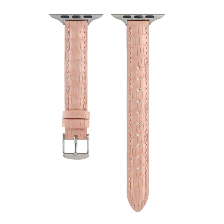 Slim Crocodile Leather Watch Band, For Apple Watch SE 40mm, For Apple Watch SE 44mm, For Apple Watch Series 6 40mm, For Apple Watch Series 6 44mm, For Apple Watch Series 5 44mm, For Apple Watch Series 5 40mm