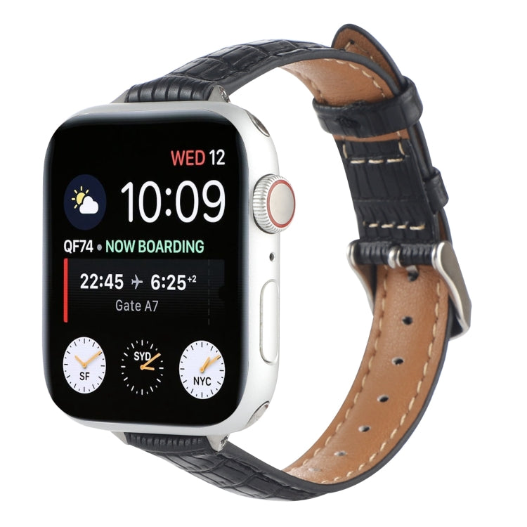 Slim Crocodile Leather Watch Band, For Apple Watch 42mm, For Apple Watch 38mm