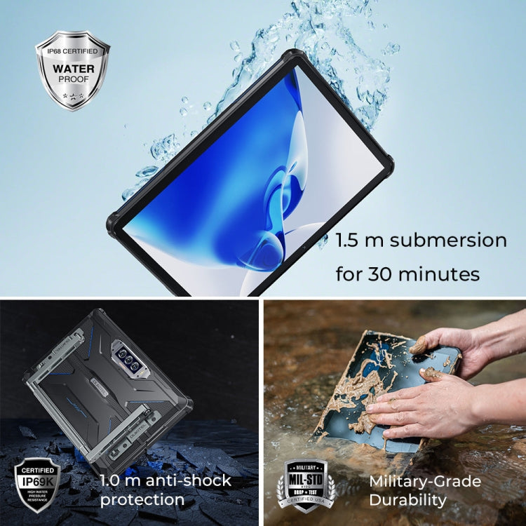OUKITEL RT7 TITAN 5G 네트워크 IP68/IP69K 러기드 태블릿, 10.1인치 안드로이드 15 MediaTek Dimensity 7050 옥타 코어 듀얼 SIM 지원, EU 플러그, RT7 5G 12GB+512GB