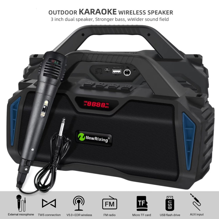 NewRixing NR6011 20W Portable Wireless Bluetooth Speaker TWS Subwoofer, NR6011