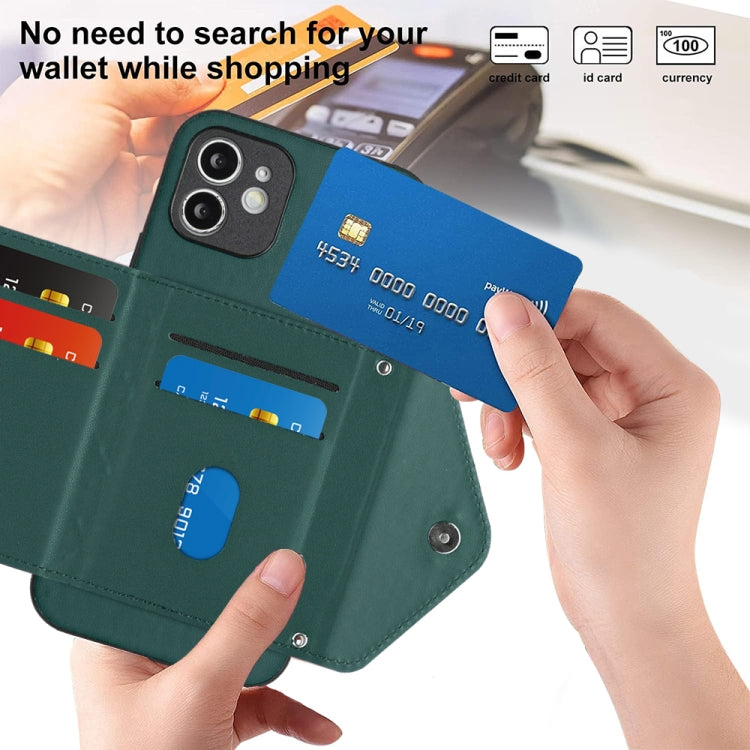 마름모 질감 카드 가방 RFID 휴대폰 케이스와 긴 스트랩, 아이폰 12 mini용, 아이폰 11 Pro Max용, 아이폰 11용, 아이폰 11 Pro용, 아이폰 XS / X용, 아이폰 XR용, 아이폰 XS Max용, 아이폰 8 Plus / 7 Plus용