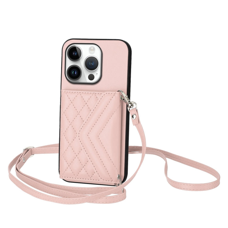 마름모 질감 카드 가방 RFID 휴대폰 케이스와 긴 스트랩, 아이폰 17 Pro Max용, 아이폰 17 Pro용, 아이폰 17용, 아이폰 Air용, 아이폰 16 Pro Max용, 아이폰 16 Pro용, 아이폰 16 Plus용, 아이폰 16용