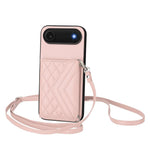 마름모 질감 카드 가방 RFID 휴대폰 케이스와 긴 스트랩, 아이폰 17 Pro Max용, 아이폰 17 Pro용, 아이폰 17용, 아이폰 Air용, 아이폰 16 Pro Max용, 아이폰 16 Pro용, 아이폰 16 Plus용, 아이폰 16용