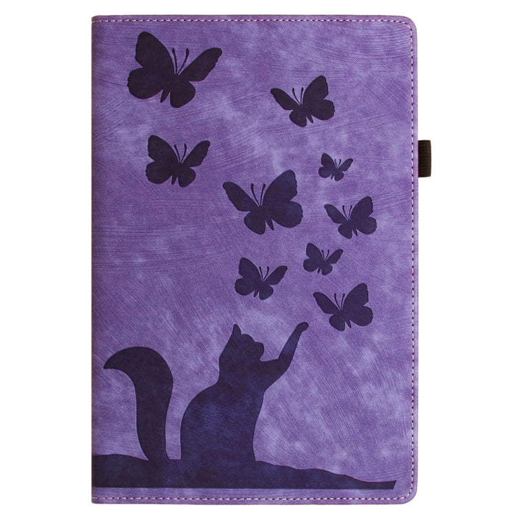 나비 고양이 엠보싱 가죽 태블릿 케이스, iPad Air 13 2026 / 2025 / 2024용, iPad Air 11 2026 / 2025 / 2024용, iPad Pro 13 2025 / 2024용, iPad Pro 11 2025 / 2024용, iPad mini 2024 / 2021용