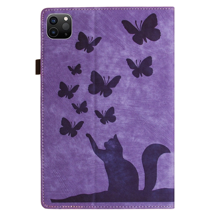 나비 고양이 엠보싱 가죽 태블릿 케이스, iPad Air 13 2026 / 2025 / 2024용, iPad Air 11 2026 / 2025 / 2024용, iPad Pro 13 2025 / 2024용, iPad Pro 11 2025 / 2024용, iPad mini 2024 / 2021용