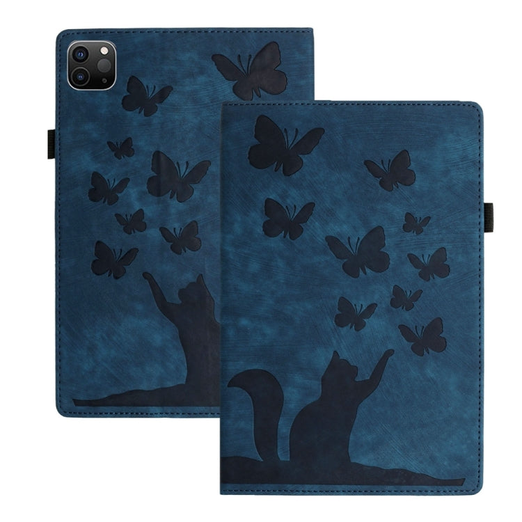 나비 고양이 엠보싱 가죽 태블릿 케이스, iPad Air 13 2026 / 2025 / 2024용, iPad Air 11 2026 / 2025 / 2024용, iPad Pro 13 2025 / 2024용, iPad Pro 11 2025 / 2024용, iPad mini 2024 / 2021용