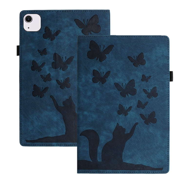 나비 고양이 엠보싱 가죽 태블릿 케이스, iPad Air 13 2026 / 2025 / 2024용, iPad Air 11 2026 / 2025 / 2024용, iPad Pro 13 2025 / 2024용, iPad Pro 11 2025 / 2024용, iPad mini 2024 / 2021용