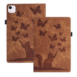 나비 고양이 엠보싱 가죽 태블릿 케이스, iPad Air 13 2026 / 2025 / 2024용, iPad Air 11 2026 / 2025 / 2024용, iPad Pro 13 2025 / 2024용, iPad Pro 11 2025 / 2024용, iPad mini 2024 / 2021용