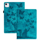 나비 고양이 엠보싱 가죽 태블릿 케이스, iPad Air 13 2026 / 2025 / 2024용, iPad Air 11 2026 / 2025 / 2024용, iPad Pro 13 2025 / 2024용, iPad Pro 11 2025 / 2024용, iPad mini 2024 / 2021용