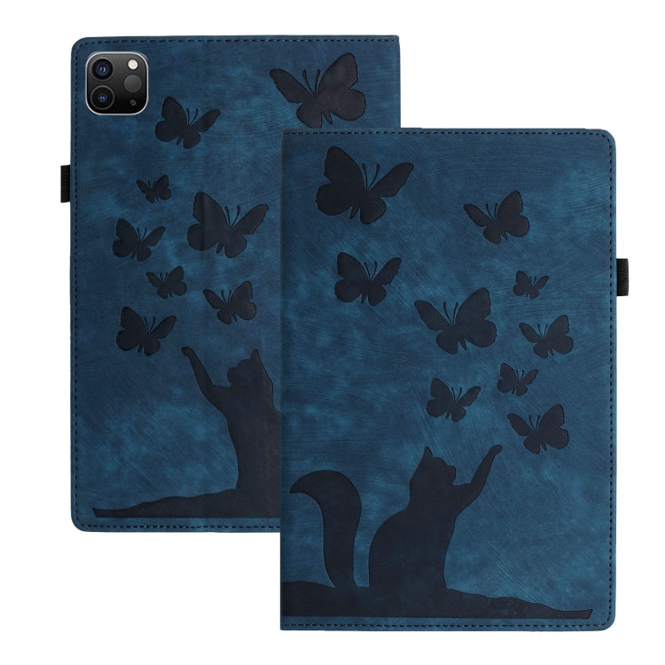 나비 고양이 엠보싱 가죽 태블릿 케이스, iPad Air 13 2026 / 2025 / 2024용, iPad Air 11 2026 / 2025 / 2024용, iPad Pro 13 2025 / 2024용, iPad Pro 11 2025 / 2024용, iPad mini 2024 / 2021용